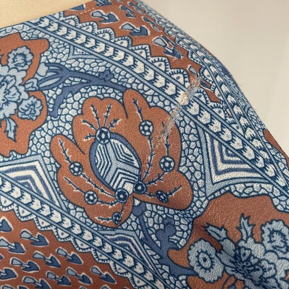 Vintage 70s Top Womens Size Small Blue Floral Boho Peasant Retro Casual Poly Vtg - Picture 9 of 15